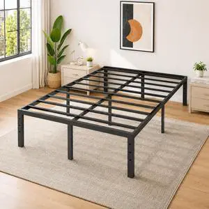 14 Inch Queen Bed Frame, Heavy Duty Metal Platform,No Box Spring Needed, Sturdy Steel Slat Support, Easy Assembly, Noise-Free, 12 inch Underbed Storage,Black 14 Inch Queen Bed Frame, Heavy Duty Metal Platform,No Box Spring Needed, Sturdy Steel Slat Support, Easy Assembly, Noise-Free, 12 inch Underbed Storage,Black
