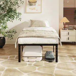 18 Inch Twin Bed Frame, Heavy Duty Metal Platform, No Box Spring Needed, Sturdy Steel Slat Support, Easy Assembly, Noise-Free, 16.4 Inch Underbed Storage,Black 18 Inch Twin Bed Frame, Heavy Duty Metal Platform, No Box Spring Needed, Sturdy Steel Slat Support, Easy Assembly, Noise-Free, 16.4 Inch Underbed Storage,Black