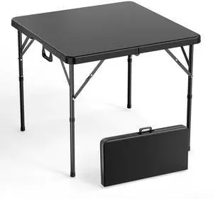 34" Fold in Half Square Table, Bi-Folding Commercial Portable Plastic Dining Table for Kitchen Outdoor Party Wedding Event, Black 34" Fold in Half Square Table, Bi-Folding Commercial Portable Plastic Dining Table for Kitchen Outdoor Party Wedding Event, Black