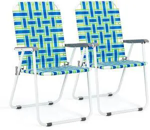 Patio Lawn Webbed Folding Chairs Set of 2, Outdoor Beach Portable Lawn Chair Camping Chair Beach Chair for Yard, Garden Dining (Blue, Classic) Patio Lawn Webbed Folding Chairs Set of 2, Outdoor Beach Portable Lawn Chair Camping Chair Beach Chair for Yard, Garden Dining (Blue, Classic)