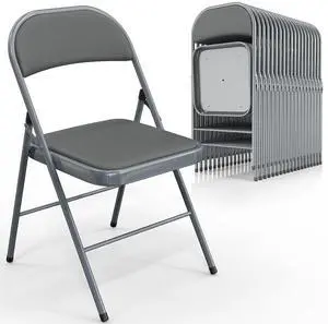 20 Pack Folding Chairs with Padded Seats, Metal Frame with Pu Leather Seat & Back, Capacity 350 lbs, Gray 20 Pack Folding Chairs with Padded Seats, Metal Frame with Pu Leather Seat & Back, Capacity 350 lbs, Gray