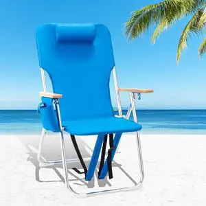 17" Tall Beach Chairs for Adults,Aluminum 4-Position Backpack Beach Chair with Wooden Armrests,Folding Lawn Chair for Outdoor, Camping, Patio 17" Tall Beach Chairs for Adults,Aluminum 4-Position Backpack Beach Chair with Wooden Armrests,Folding Lawn Chair for Outdoor, Camping, Patio