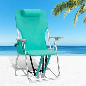 17" Tall Beach Chairs for Adults,Aluminum 4-Position Backpack Beach Chair with Wooden Armrests,Folding Lawn Chair for Outdoor, Camping, Patio 17" Tall Beach Chairs for Adults,Aluminum 4-Position Backpack Beach Chair with Wooden Armrests,Folding Lawn Chair for Outdoor, Camping, Patio