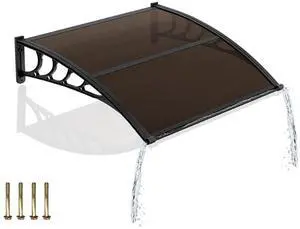 Awning for Door Entrance, 40" x 48" Window Awnings Exterior Canopy with Drainage & ABS Bracket, Polycarbonate Cover UV/Rain/Snow Protection for Porch, Patio (Brown Board & Black Bracket) Awning for Door Entrance, 40" x 48" Window Awnings Exterior Canopy with Drainage & ABS Bracket, Polycarbonate Cover UV/Rain/Snow Protection for Porch, Patio (Brown Board & Black Bracket)