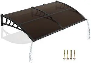 Awning for Door Entrance, 40" x 80" Window Awnings Exterior Canopy with Drainage & ABS Bracket, Polycarbonate Cover UV/Rain/Snow Protection for Porch, Patio (Brown Board & Black Bracket) Awning for Door Entrance, 40" x 80" Window Awnings Exterior Canopy with Drainage & ABS Bracket, Polycarbonate Cover UV/Rain/Snow Protection for Porch, Patio (Brown Board & Black Bracket)