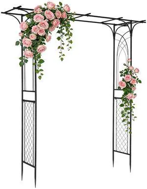 Garden Arbor, Arch for Wedding Ceremony Party, Christmas Garden Decor Steel Garden Trellis for Plant Climbing, Pergola for Garden, Backyard, Lawn (Flat Top) Garden Arbor, Arch for Wedding Ceremony Party, Christmas Garden Decor Steel Garden Trellis for Plant Climbing, Pergola for Garden, Backyard, Lawn (Flat Top)