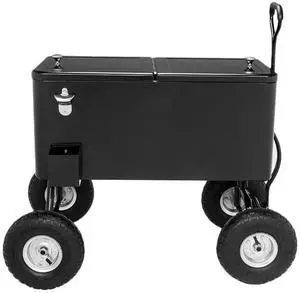 80 Quart Wagon Rolling Cooler Ice Chest, w/Long Handle and 10" Wheels, Portable Beach Patio Party Bar Cold Drink Beverage, Outdoor Park Cart on Wheels 80 Quart Wagon Rolling Cooler Ice Chest, w/Long Handle and 10" Wheels, Portable Beach Patio Party Bar Cold Drink Beverage, Outdoor Park Cart on Wheels