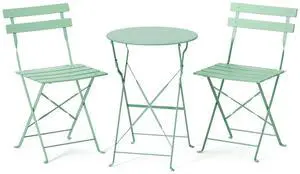 Outdoor Folding Bistro Table and Chairs Set of 2, 3-Piece Bistro Set with Premium Steel Frame for Patio, Balcony, Garden, Porch, Yard, Green Outdoor Folding Bistro Table and Chairs Set of 2, 3-Piece Bistro Set with Premium Steel Frame for Patio, Balcony, Garden, Porch, Yard, Green