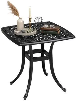 21 Outdoor Side Table, Cast Aluminum All-Weather Patio Side Table Small Outdoor Table Bistro Table for Outside, Porch, Balcony, Patio (Black) 21 Outdoor Side Table, Cast Aluminum All-Weather Patio Side Table Small Outdoor Table Bistro Table for Outside, Porch, Balcony, Patio (Black)