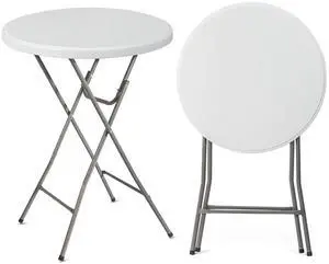 32" Plastic Folding Round Table Bar Height, HDPE Matrial with Gray Metal Finish, High Top Table for Outdoor Party, Cafes, Restaurants, Backyard, Dining Room, Wedding Event,1 Pack, White 32" Plastic Folding Round Table Bar Height, HDPE Matrial with Gray Metal Finish, High Top Table for Outdoor Party, Cafes, Restaurants, Backyard, Dining Room, Wedding Event,1 Pack, White