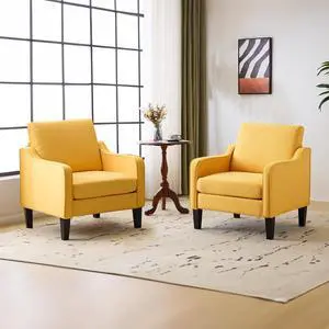 Accent Chairs Set of 2 Living Room Chairs Yellow Reading Chair for Bedroom Scooped Arm Chair Mid Century Modern Accent Chairs Upholstered Comfy Chair for Apartment, Waiting Room Accent Chairs Set of 2 Living Room Chairs Yellow Reading Chair for Bedroom Scooped Arm Chair Mid Century Modern Accent Chairs Upholstered Comfy Chair for Apartment, Waiting Room