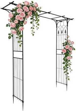 Garden Arbor, Arch Archway for Wedding Ceremony Party, Steel Garden Trellis for Plant Climbing, Christmas Decorations Pergola for Backyard, Lawn (Black) Garden Arbor, Arch Archway for Wedding Ceremony Party, Steel Garden Trellis for Plant Climbing, Christmas Decorations Pergola for Backyard, Lawn (Black)