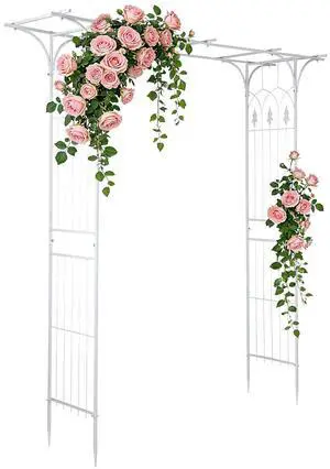 Garden Arbor, Arch Archway for Wedding Ceremony Party, Steel Garden Trellis for Plant Climbing, Christmas Garden Decorations Pergola for Garden, Backyard, Lawn (White) Garden Arbor, Arch Archway for Wedding Ceremony Party, Steel Garden Trellis for Plant Climbing, Christmas Garden Decorations Pergola for Garden, Backyard, Lawn (White)