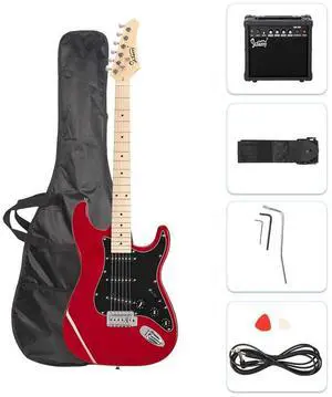 Full Size Electric Guitar for Music Lover Beginner with 20W Amp and Accessories Pack Guitar Bag (RED, 39" Right Handed) Full Size Electric Guitar for Music Lover Beginner with 20W Amp and Accessories Pack Guitar Bag (RED, 39" Right Handed)