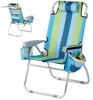 Tall Beach Chair 1 Pack, with 5-Position, Cooler Bag, Cup Holders, Towel Bar, Lightweight Folding Beach Camping Chairs for Adults Tall Beach Chair 1 Pack, with 5-Position, Cooler Bag, Cup Holders, Towel Bar, Lightweight Folding Beach Camping Chairs for Adults