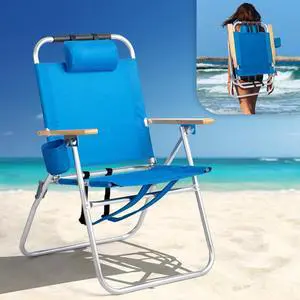 17" Tall Beach Chair, Aluminum Backpack Beach Chairs for Adults, Portable with Adjustable Straps, 3-Position Reclining, Cup Holder, High Lightweight Beach Chairs for Beach 17" Tall Beach Chair, Aluminum Backpack Beach Chairs for Adults, Portable with Adjustable Straps, 3-Position Reclining, Cup Holder, High Lightweight Beach Chairs for Beach