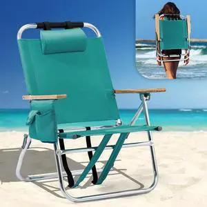 Aluminum 13" Backpack Beach Chair Tall Beach Chairs for Adults, Portable with Adjustable Straps, 3-Position Reclining, Cup Holder, High Lightweight Beach Chairs for Beach Aluminum 13" Backpack Beach Chair Tall Beach Chairs for Adults, Portable with Adjustable Straps, 3-Position Reclining, Cup Holder, High Lightweight Beach Chairs for Beach