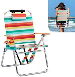 Aluminum 17" Backpack Beach Chair Tall Beach Chairs for Adults, Portable with Adjustable Straps, 3-Position Reclining, Cup Holder, High Lightweight Beach Chairs for Beach Aluminum 17" Backpack Beach Chair Tall Beach Chairs for Adults, Portable with Adjustable Straps, 3-Position Reclining, Cup Holder, High Lightweight Beach Chairs for Beach