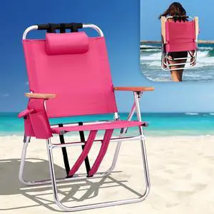 Aluminum 17" Backpack Beach Chair Tall Beach Chairs for Adults, Portable with Adjustable Straps, 3-Position Reclining, Cup Holder, High Lightweight Beach Chairs for Beach Aluminum 17" Backpack Beach Chair Tall Beach Chairs for Adults, Portable with Adjustable Straps, 3-Position Reclining, Cup Holder, High Lightweight Beach Chairs for Beach