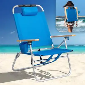 Aluminum 13" Backpack Beach Chair Tall Beach Chairs for Adults, Portable with Adjustable Straps, 3-Position Reclining, Cup Holder, High Lightweight Beach Chairs for BeachCamping, Picnic Aluminum 13" Backpack Beach Chair Tall Beach Chairs for Adults, Portable with Adjustable Straps, 3-Position Reclining, Cup Holder, High Lightweight Beach Chairs for BeachCamping, Picnic