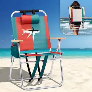 17" Tall Beach Chair, Aluminum Backpack Beach Chairs for Adults, Portable with Adjustable Straps, 3-Position Reclining, Cup Holder, High Lightweight Beach Chairs for Beach 17" Tall Beach Chair, Aluminum Backpack Beach Chairs for Adults, Portable with Adjustable Straps, 3-Position Reclining, Cup Holder, High Lightweight Beach Chairs for Beach