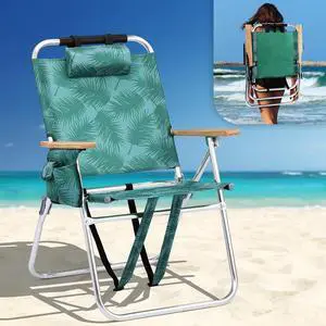17" Tall Beach Chair, Aluminum Backpack Beach Chairs for Adults, Portable with Adjustable Straps, 3-Position Reclining, Cup Holder, High Lightweight Beach Chairs for Beach 17" Tall Beach Chair, Aluminum Backpack Beach Chairs for Adults, Portable with Adjustable Straps, 3-Position Reclining, Cup Holder, High Lightweight Beach Chairs for Beach