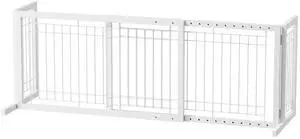 Free Standing Dog Gate, 37" - 68" Wide Pet Gate for Fireplace Stairs Doorways, Metal Adjustable Pet Fence Indoor, Christmas Tree Gate (Metal-White) Free Standing Dog Gate, 37" - 68" Wide Pet Gate for Fireplace Stairs Doorways, Metal Adjustable Pet Fence Indoor, Christmas Tree Gate (Metal-White)