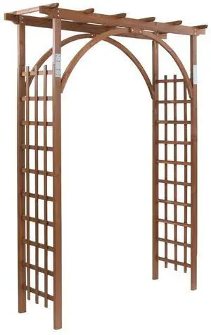 85in Wooden Arbor Garden Arch, Wedding Arch for Ceremony, Wood Trellis for Plant Climbing, Christmas Decor Pergola for Garden Backyard, Lawn (Brown) 85in Wooden Arbor Garden Arch, Wedding Arch for Ceremony, Wood Trellis for Plant Climbing, Christmas Decor Pergola for Garden Backyard, Lawn (Brown)