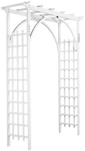 85in Wooden Arbor, Wedding Arch for Ceremony, Wood Trellis for Plant Climbing, Christmas Decor Pergola for Garden Backyard, Lawn (White) 85in Wooden Arbor, Wedding Arch for Ceremony, Wood Trellis for Plant Climbing, Christmas Decor Pergola for Garden Backyard, Lawn (White)