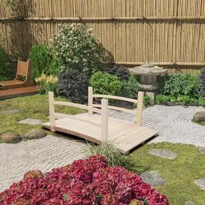 4 ft Garden Bridge, Arch Walkway Wooden Bridge with Safety Rails Natural Finished, Decorative Landscaping Footbridge for Koi Pond, Dry Creek Bed, Garden Pathway or Japanese Zen Decor 4 ft Garden Bridge, Arch Walkway Wooden Bridge with Safety Rails Natural Finished, Decorative Landscaping Footbridge for Koi Pond, Dry Creek Bed, Garden Pathway or Japanese Zen Decor