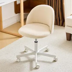Candy Chair Armless Cute Desk Chair,Comfy Small Office Chair with Wheels,Vanity Chair Lumbar Support,Teddy Adjustable Rolling Swivel Computer Task Chair for Home Office,Bedroom,Creamy Beige Candy Chair Armless Cute Desk Chair,Comfy Small Office Chair with Wheels,Vanity Chair Lumbar Support,Teddy Adjustable Rolling Swivel Computer Task Chair for Home Office,Bedroom,Creamy Beige