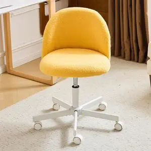 Candy Chair Armless Cute Desk Chair,Comfy Small Office Chair with Wheels,Vanity Chair Lumbar Support,Teddy Adjustable Rolling Swivel Computer Task Chair for Home Office,Bedroom,Sunny Egg Yellow Candy Chair Armless Cute Desk Chair,Comfy Small Office Chair with Wheels,Vanity Chair Lumbar Support,Teddy Adjustable Rolling Swivel Computer Task Chair for Home Office,Bedroom,Sunny Egg Yellow