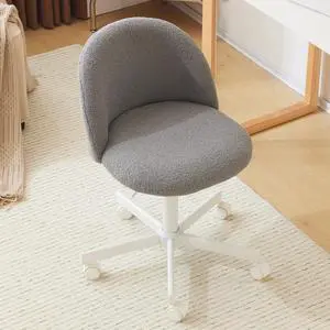 Candy Chair Armless Cute Desk Chair,Comfy Small Office Chair with Wheels,Vanity Chair with Lumbar Support,Teddy Adjustable Rolling Swivel Computer Task Chair for Home Office,Bedroom,Muted Grey Candy Chair Armless Cute Desk Chair,Comfy Small Office Chair with Wheels,Vanity Chair with Lumbar Support,Teddy Adjustable Rolling Swivel Computer Task Chair for Home Office,Bedroom,Muted Grey