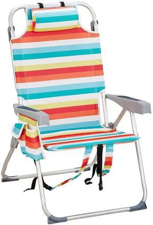 Aluminum Backpack Beach Chair for Adults, Portable Lightweight Reclining Beach Chair with Headrest & Side Pocket, Lay Flat Beach Chair with 5 Positions for Outdoor Lawn/Fishing/Pool Lounge Aluminum Backpack Beach Chair for Adults, Portable Lightweight Reclining Beach Chair with Headrest & Side Pocket, Lay Flat Beach Chair with 5 Positions for Outdoor Lawn/Fishing/Pool Lounge
