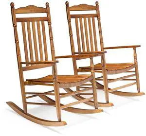 Wooden Rocking Chair, Outdoor Chair with 450 lbs Support, Relaxing Rocker with Solid Wood High Back Seat Reclining Seat for Deck, Garden, Backyard, Porch, Indoor or Outdoor Use (Teak, 2PCS) Wooden Rocking Chair, Outdoor Chair with 450 lbs Support, Relaxing Rocker with Solid Wood High Back Seat Reclining Seat for Deck, Garden, Backyard, Porch, Indoor or Outdoor Use (Teak, 2PCS)