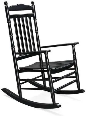 Wooden Rocking Chair, Outdoor Chair with 450 lbs Support, Relaxing Rocker with Solid Wood High Back Seat Reclining Seat for Deck, Garden, Backyard, Porch, Indoor or Outdoor Use (Black, 1PC) Wooden Rocking Chair, Outdoor Chair with 450 lbs Support, Relaxing Rocker with Solid Wood High Back Seat Reclining Seat for Deck, Garden, Backyard, Porch, Indoor or Outdoor Use (Black, 1PC)