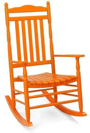 Wooden Rocking Chair, Outdoor Chair with 450 lbs Support, Relaxing Rocker with Solid Wood High Back Seat Reclining Seat for Deck, Garden, Backyard, Porch, Indoor or Outdoor Use (Orange, 1PC) Wooden Rocking Chair, Outdoor Chair with 450 lbs Support, Relaxing Rocker with Solid Wood High Back Seat Reclining Seat for Deck, Garden, Backyard, Porch, Indoor or Outdoor Use (Orange, 1PC)