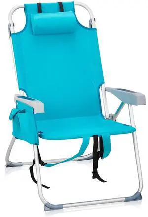 Aluminum Backpack Beach Chair for Adults, Portable Lightweight Reclining Beach Chair with Headrest & Side Pocket, Lay Flat Beach Chair with 5 Positions for Outdoor Lawn/Fishing/Pool Lounge Aluminum Backpack Beach Chair for Adults, Portable Lightweight Reclining Beach Chair with Headrest & Side Pocket, Lay Flat Beach Chair with 5 Positions for Outdoor Lawn/Fishing/Pool Lounge