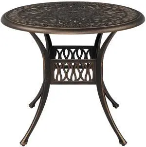 35.4' Dia Patio Dining Table with Umbrella Hole, Cast Aluminum Bistro Table for Outdoor Garden Use (35.4' Dia x 29.5' H) 35.4' Dia Patio Dining Table with Umbrella Hole, Cast Aluminum Bistro Table for Outdoor Garden Use (35.4' Dia x 29.5' H)