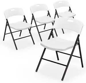Folding Chairs, Plastic Foldable Chair, Capacity up to 350 lbs, Portable Seating for Indoor Outdoor Events Parties Camping Work School Commercail (4, White) Folding Chairs, Plastic Foldable Chair, Capacity up to 350 lbs, Portable Seating for Indoor Outdoor Events Parties Camping Work School Commercail (4, White)