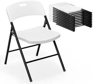 Folding Chairs, Plastic Foldable Chair, Capacity up to 350 lbs, Portable Seating for Indoor Outdoor Events Parties Camping Work School Commercail (10, White) Folding Chairs, Plastic Foldable Chair, Capacity up to 350 lbs, Portable Seating for Indoor Outdoor Events Parties Camping Work School Commercail (10, White)