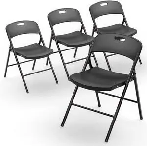 Folding Chairs, Plastic Foldable Chair, Capacity up to 350 lbs, Portable Seating for Indoor Outdoor Events Parties Camping Work School Commercail (4, Black) Folding Chairs, Plastic Foldable Chair, Capacity up to 350 lbs, Portable Seating for Indoor Outdoor Events Parties Camping Work School Commercail (4, Black)