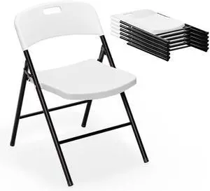 Folding Chairs, Plastic Foldable Chair, Capacity up to 350 lbs, Portable Seating for Indoor Outdoor Events Parties Camping Work School Commercail (6, White) Folding Chairs, Plastic Foldable Chair, Capacity up to 350 lbs, Portable Seating for Indoor Outdoor Events Parties Camping Work School Commercail (6, White)