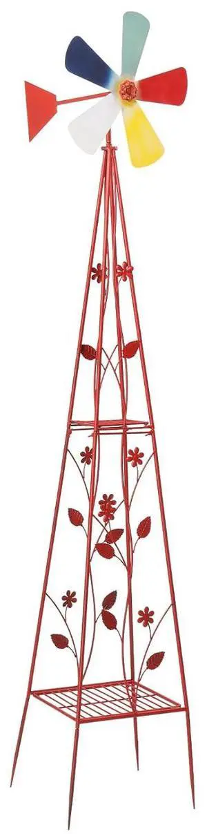 Ornamental Windmill Backyard Garden Decoration Weather Vane, Heavy Duty Metal Wind Mill (Red with Display Shelf, 6.2, Feet, 13.8, Inches, 6.2, Feet, 13.8, Inches, 19.2, Inches) Ornamental Windmill Backyard Garden Decoration Weather Vane, Heavy Duty Metal Wind Mill (Red with Display Shelf, 6.2, Feet, 13.8, Inches, 6.2, Feet, 13.8, Inches, 19.2, Inches)