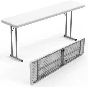 6 FT Narrow Folding Table,Premium Quality HDPE Material and Sturdy Metal Frame, Perfect for Buffet, Seminar, Party, Training, Home Work, White 6 FT Narrow Folding Table,Premium Quality HDPE Material and Sturdy Metal Frame, Perfect for Buffet, Seminar, Party, Training, Home Work, White