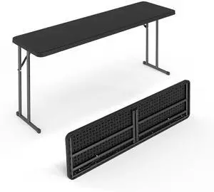 5 FT Narrow Folding Table,Premium Quality HDPE Material and Sturdy Metal Frame, Perfect for Buffet, Seminar, Party, Training, Home Work, Black 5 FT Narrow Folding Table,Premium Quality HDPE Material and Sturdy Metal Frame, Perfect for Buffet, Seminar, Party, Training, Home Work, Black