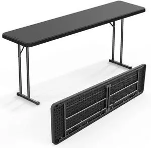 6 FT Narrow Folding Table,Premium Quality HDPE Material and Sturdy Metal Frame, Perfect for Buffet, Seminar, Party, Training, Home Work, Black 6 FT Narrow Folding Table,Premium Quality HDPE Material and Sturdy Metal Frame, Perfect for Buffet, Seminar, Party, Training, Home Work, Black