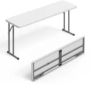 5 FT Narrow Folding Table,Premium Quality HDPE Material and Sturdy Metal Frame, Perfect for Buffet, Seminar, Party, Training, Home Work, White 5 FT Narrow Folding Table,Premium Quality HDPE Material and Sturdy Metal Frame, Perfect for Buffet, Seminar, Party, Training, Home Work, White