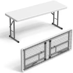 4 FT Narrow Folding Table,Premium Quality HDPE Material and Sturdy Metal Frame, Perfect for Buffet, Seminar, Party, Training, Home Work, White 4 FT Narrow Folding Table,Premium Quality HDPE Material and Sturdy Metal Frame, Perfect for Buffet, Seminar, Party, Training, Home Work, White
