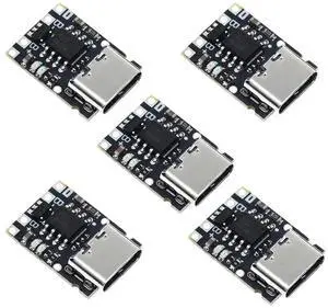 TERRA HAVEN 5pcs TP4057 1A 3.7V Lithium Battery Charging Board with Protection Type-C USB C Li-ion Battery Charging Board Over TP4056 TERRA HAVEN 5pcs TP4057 1A 3.7V Lithium Battery Charging Board with Protection Type-C USB C Li-ion Battery Charging Board Over TP4056